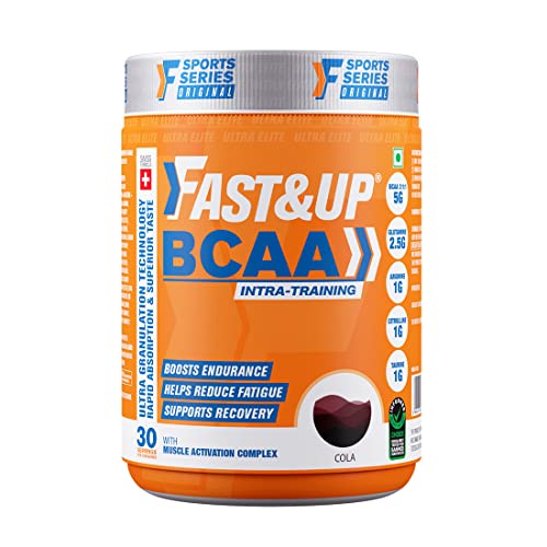 Fast&Up BCAA (30 Servings, Cola Flavour) Advanced BCAA Supplement with Glutamine, Citrulline, L-Arginine & Taurine For Muscle Recovery & Endurance - Pre/Post Workout & Intra Workout Supplement (450g)