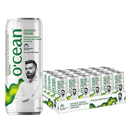 Ocean Energy Drink Sustainable Edition 330 ml- Enriched with Plant-Based Natural Caffeine, Glucose & Vitamins | Pack of 24